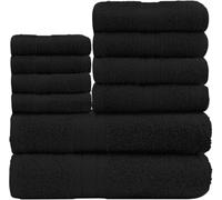 Gaveno Cavailia 10PK Toronto Towel Bale Set with 4 Face, 4 Hand and 2 Bath, Cotton, Black