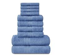 Gaveno Cavailia 10PK Toronto Towel Bale Set with 4 Face, 4 Hand and 2 Bath, Cotton, Blue