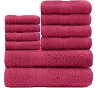 Gaveno Cavailia 10PK Toronto Towel Bale Set with 4 Face, 4 Hand and 2 Bath, Cotton, Deep Red