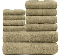 Gaveno Cavailia 10PK Toronto Towel Bale Set with 4 Face, 4 Hand and 2 Bath, Cotton, Mocha