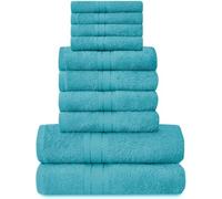 Gaveno Cavailia 10PK Toronto Towel Bale Set with 4 Face, 4 Hand and 2 Bath, Cotton, Teal