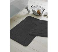 Gaveno Cavailia 2 Piece Greek Key Bath Mat Set Charcoal