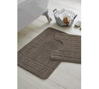 Gaveno Cavailia 2 Piece Greek Key Bath Mat Set Latte