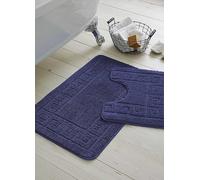 Gaveno Cavailia 2 Piece Greek Key Bath Mat Set Navy