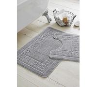 Gaveno Cavailia 2 Piece Greek Key Bath Mat Set Silver