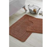 Gaveno Cavailia 2 Piece Greek Key Bath Mat Set Terracotta