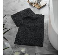 GAVENO CAVAILIA 2 Piece Zero Twist Bath Mat Set in Black GAVENO CAVAILIA Black