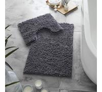 GAVENO CAVAILIA 2 Piece Zero Twist Bath Mat Set in Charcoal GAVENO CAVAILIA Charcoal