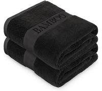 Gaveno Cavailia 2Pk Bamboo Bath Sheet 90X140 Black Super Absorbent Quick Drying Extra Large Cotton Towel Set For Spa Gym Towel