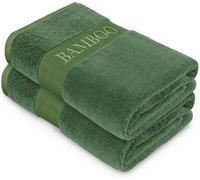 Gaveno Cavailia 2Pk Bamboo Bath Sheet 90X140 Green Super Absorbent Quick Drying Extra Large Cotton Towel Set For Spa Gym Towel