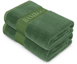 Gaveno Cavailia 2Pk Bamboo Bath Sheet 90X140 Green Super Absorbent Quick Drying Extra Large Cotton Towel Set For Spa Gym Towel