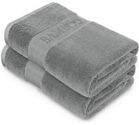 Gaveno Cavailia 2Pk Bamboo Bath Sheet 90X140 Silver Super Absorbent Quick Drying Extra Large Cotton Towel Set For Spa Gym Towel