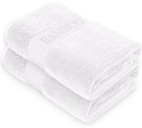 GC GAVENO CAVAILIA Bamboo Bath Sheet Extra Large (80x140cm) - 500 GSM Super Water Absorbent Towels Large Bamboo Towels 2 Pack (60% Bamboo, 40% Cotton) - Extra Soft Towel Bath Sheets - White