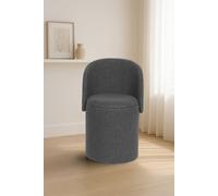 GC GAVENO CAVAILIA Boucle Round Stool Ottoman Storage Box | Vanity Stool With Storage Hidden Removable Lid, Ottoman Folding Stool Foot Rest Bench Seat Chair For Living Room, Bedroom, Charcoal