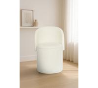GC GAVENO CAVAILIA Boucle Round Stool Ottoman Storage Box | Vanity Stool With Storage Hidden Removable Lid, Ottoman Folding Stool Foot Rest Bench Seat Chair For Living Room, Bedroom, Off White