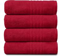 GC GAVENO CAVAILIA 4 PK Extra Large Bath Sheet, Water Absorbent Cotton Towels, 450 GSM Quick Dry Towels Set, Red