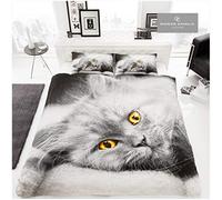 Gaveno Cavailia Animal Print 3D Cat Single Duvet Set, Premium Wildlife Bedding, 2 Piece Cotton Blend Reversible Bedlinen, Easy Care DuvetCover Bedset, 1 Quilt Cover + 1 Pillow Case, Multi-Coloured