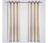 "Gaveno Cavailia Aviv Eyelet Curtains Champagne, 100% Polyester Ring Top Drapery with Matching Tie Backs, Two 90"x90" Glamorous Panels, Easy Care Window Treatment, (229x229 cm)", 260004