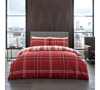 Gaveno Cavailia Bardsley Check Luxurious Bed Set with Duvet Cover and Pillow Cases, Polyester-Cotton, Super King-Red