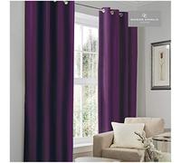Gaveno Cavailia BlackOut Eyelet Curtains Aubergine, 100% Polyester Ring Top Drapery with Matching Tie Backs, Two 90"x90" Thermal Panels, Easy Care Window Treatment, 90x90 Inches,259428