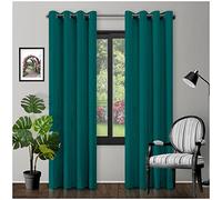 Gaveno Cavailia BlackOut Eyelet Curtains Teal, 100% Polyester Luxury Ring Top Drapery with Matching Tie Backs, Two 66"x54" Thermal Panels, Easy Care Window Treatment