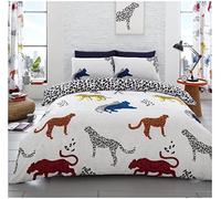 Gaveno Cavailia Cheetah Print Duvet Set King Natural Bedding, 3 Piece Cotton Blend Reversible Leopard Spot Animal Bedlinen, Easy Care DuvetCover Bedset, 1 Quilt Cover + 2 Pillow Cases