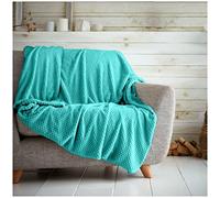 Gc Gaveno Cavailia Fluffy Pop Throw 150X200Cm Aqua Lightweight Honeycomb Blanket For Bed Settee Throws For Sofas Couch Chair