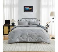 GC GAVENO CAVAILIA Coverless Duvet King Size 10.5 Tog - Reversible Microfiber Quilts with Pillowcases - Soft Down King Size Duvet - All-Season Coverless Comforter Bedding - (230x220cm), Grey/Charcoal