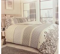 Gaveno Cavailia Double Duvet Set Saphira Yellow/Grey, Geometric Floral Bedding, 3 Piece Cotton Blend Printed Reversible Bedlinen, Easy Care DuvetCover Bedset, 1 Quilt Cover + 2 Pillow Cases