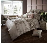 Gaveno Cavailia Fancy Frill King Duvet Set Verina Oyster, Luxury Elegant Bedding, 3 Piece Cotton Blend Reversible Bedlinen, Easy Care DuvetCover Bedset, 1 Quilt Cover and 2 Pillow Cases, 272014