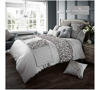 Gaveno Cavailia Fancy Frill King Duvet Set Verina Silver, Luxury Elegant Bedding, 3 Piece Cotton Blend Reversible Bedlinen, Easy Care DuvetCover Bedset, 1 Quilt Cover and 2 Pillow Cases