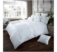 Gaveno Cavailia Fancy Frill SuperKing Duvet Set Verina White, Luxury Elegant Bedding, 3 Piece Cotton Blend Reversible Bedlinen, Easy Care DuvetCover Bedset, 1 Quilt Cover and 2 Pillow Cases, 271901