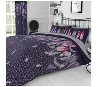 GAVENO CAVAILIA Feather Bedding Set, Printed Duvet Cover King Size, Comfy Breathable Quilt Cover, Purple