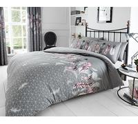 Gaveno Cavailia Feathers Luxurious Bed Set with Duvet Cover and Pillow Cases, Polyester-Cotton, King - Grey