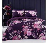 Gaveno Cavailia Flora Luxurious Floral Pattern Duvet Cover Sets Quilt Cover Sets Reversible Bedding Sets with Pillowcases All Sizes (Purple, King)