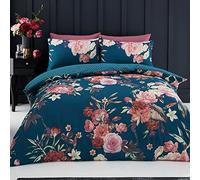 Gaveno Cavailia Flora Luxurious Floral Pattern Duvet Cover Sets Quilt Cover Sets Reversible Bedding Sets with Pillowcases (Teal, Double)