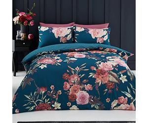 Gaveno Cavailia Flora Luxurious Floral Pattern Duvet Cover Sets Quilt Cover Sets Reversible Bedding Sets with Pillowcases (Teal, Double)