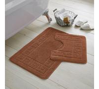 Gc Gaveno Cavailia Grecian Grace 2 Piece Bath Mat Set Terracotta Quick Dry Water Absorbent Bathroom Shower Mat & Pedestal Set