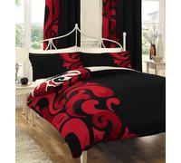 Gaveno Cavailia Grandeur Luxurious Bed Set with Duvet Cover and Pillow Cases, Polyester-Cotton, Single - Black/Red