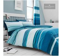 Gaveno Cavailia Hudson Single Duvet Set Teal Reversible Easy Care Cotton Blend 2 Piece Stripe Bedding | 1 Quilt Cover + 1 Pillow Case | Button Closure | Machine Washable