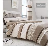 Gaveno Cavailia Hudson Super-King Duvet Set Natural Reversible Easy Care Cotton Blend 3 Piece Stripe Bedding | 1 Quilt Cover + 2 Pillow Cases | Button Closure | Machine Washable