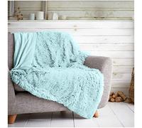 Gaveno Cavailia Hugg and Snugg Teddy Fleece Sofa Bed Blanket, Super Soft Fluffy Easy Care Decorative Throw, Cosy Warm Settee ThrowOver, Double 150x200 cm, Duck Egg