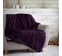 Gaveno Cavailia Hugg and Snugg Teddy Fleece Sofa Bed Blanket, Super Soft Fluffy Easy Care Decorative Throw, Cosy Warm Settee ThrowOver, Double 150x200 cm, Purple