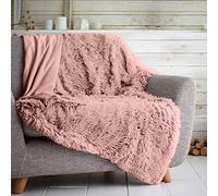 Gaveno Cavailia Hugg and Snugg Teddy Fleece Sofa Bed Blanket, Super Soft Fluffy Easy Care Decorative Throw, Cosy Warm Settee ThrowOver, Double 150x200 cm, Blush Pink