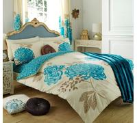 Gaveno Cavailia Kew Luxurious Bed Set with Duvet Cover and Pillow Cases, Polyester-Cotton, Double-Cream/Teal