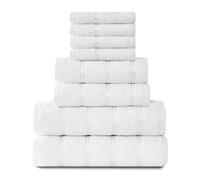 Gaveno Cavailia Luxurious 8 Pack Boston Towel Bale Set ( 4 Face, 2 hand and 2 Bath ), Cotton, White