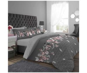 Gaveno Cavailia Luxurious Feathers Bed Set with Duvet Cover and Pillow Cases, Polyester-Cotton, Grey, Double