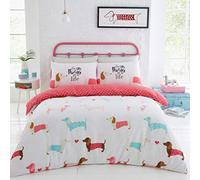 Gaveno Cavailia Luxurious Sausage Dog Bed Set with Duvet Cover and Pillow Cases, Polyester-Cotton, Pink, King