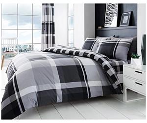 Gaveno Cavailia Luxurious WAVERLY CHECK Bed Set with Duvet Cover and Pillow Case, Polyester-Cotton, Grey,
