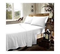 Gaveno Cavailia Luxury Brushed 100% Cotton Plain Dyed Flannel Fitted Sheet, [ Double - White ]